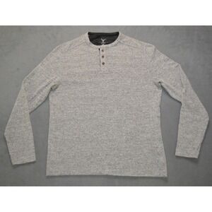 Nicoby Men's Henley Crew Long Sleeve Size Small S Heathered Gray‎